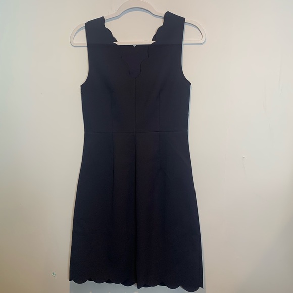 J. Crew Factory Navy Scalloped Shift Dress V- Back Style #B8296 - Picture 5 of 5